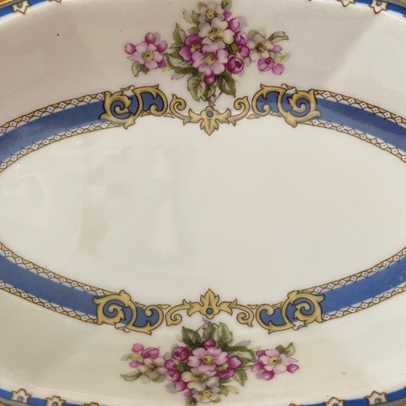 Vintage Black Knight Trentino Oval Serving Dish /Czechoslovakia/Floral Porcelain - Picture 2 of 6